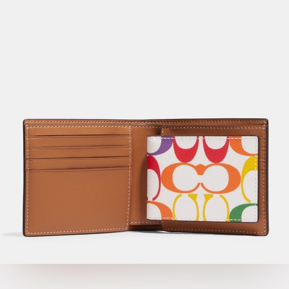 New Coach 3 In 1 Wallet In Rainbow Signature Canvas - Picture 4 of 8